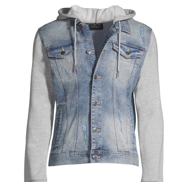 Classic Denim Hoodie Jean Jacket - Picture 6 of 7